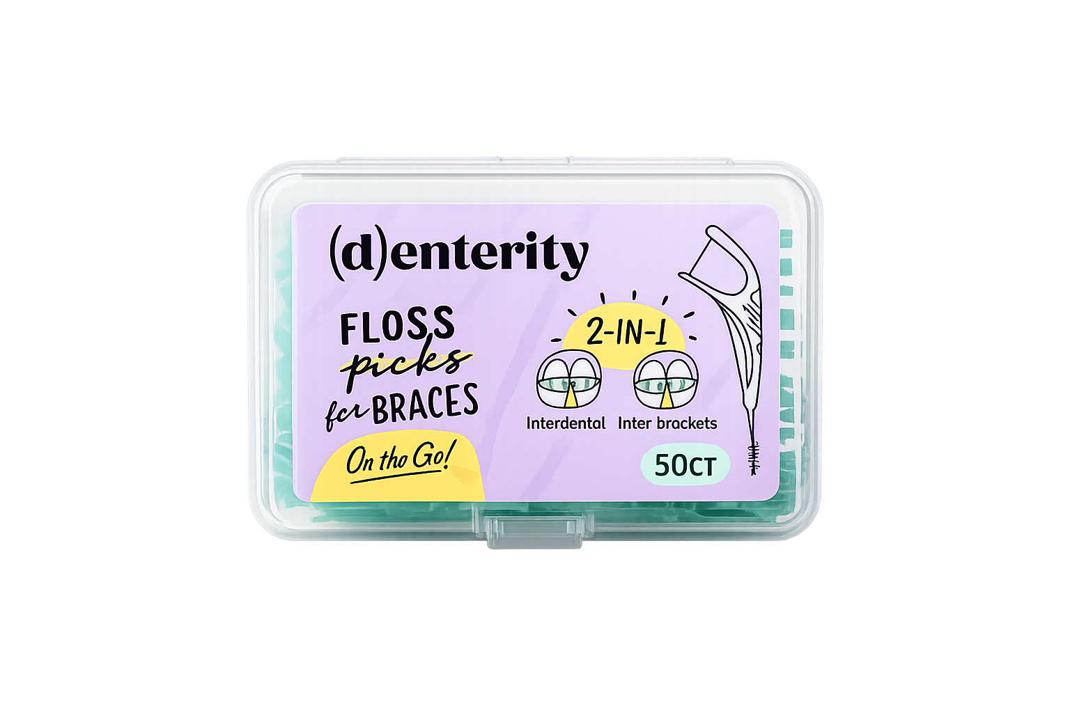 Denterity® Braces Floss Picks – 2 Pack | 100 Total Floss Picks
