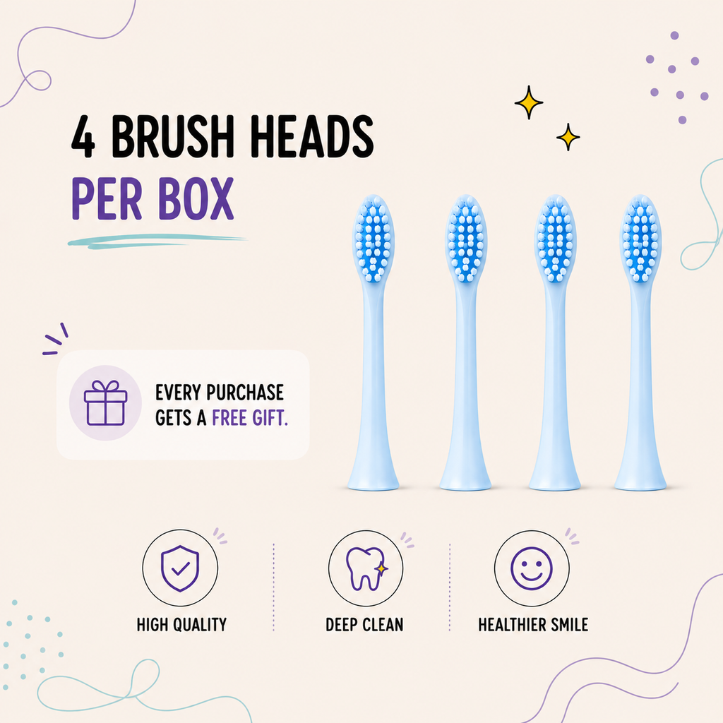 Denterity Sonic Toothbrush Replacement Brush Heads | 4-Pack
