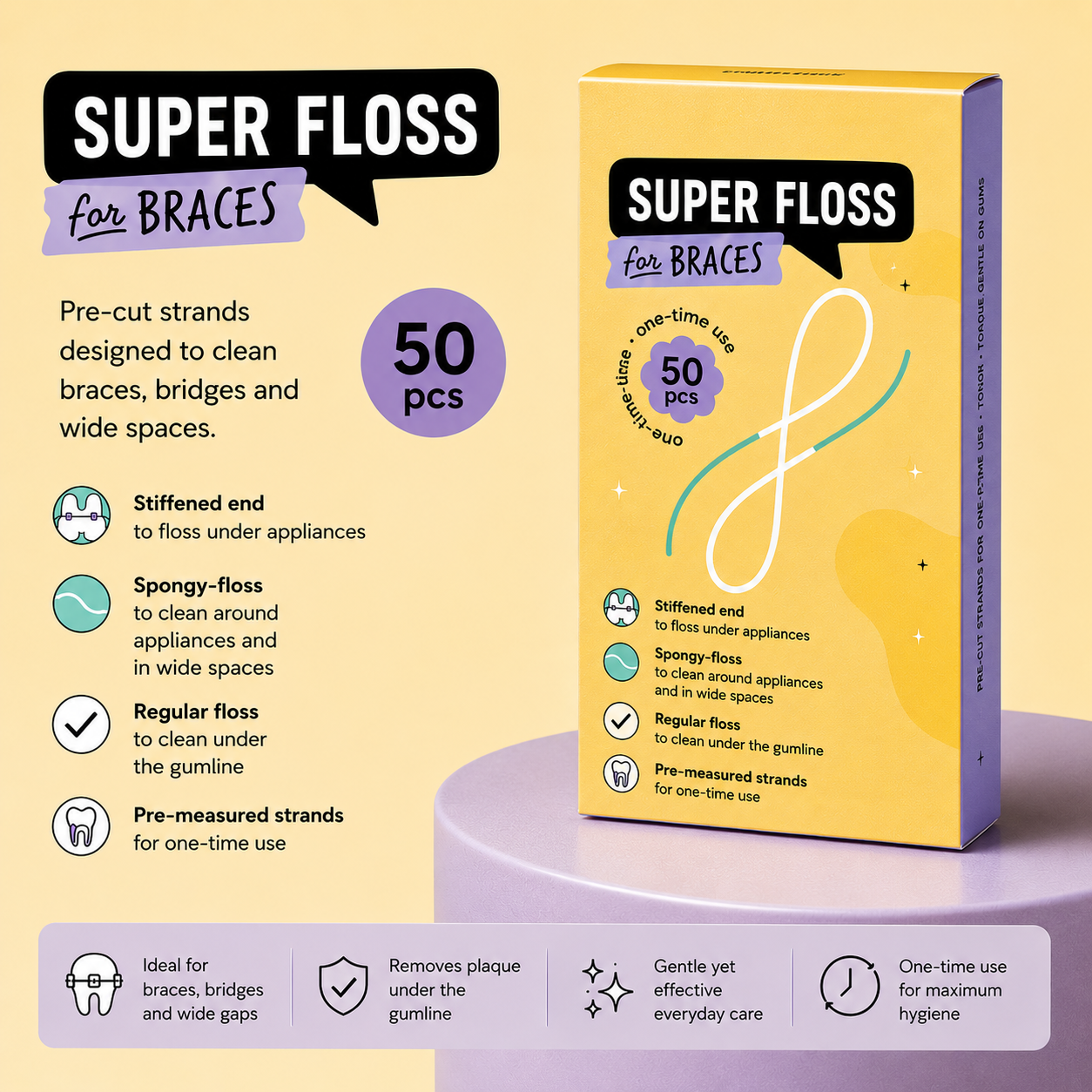 Denterity™ Super Floss Pre-Cut Strands | 50 Count