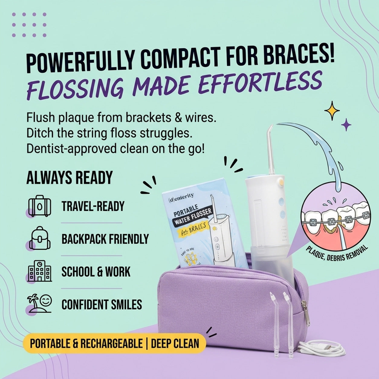 Portable Water Flosser for Braces